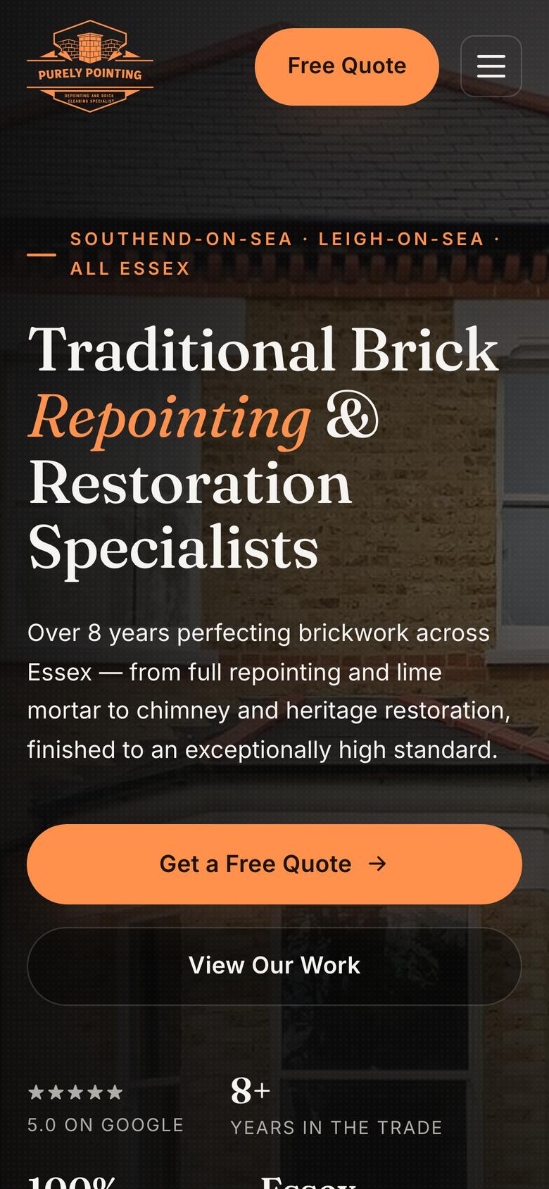 The Purely Pointing website on a phone
